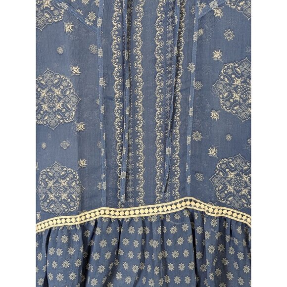 Hint of Mint Women Top Plus Size 18W Blue Sheer Paisley Bohemian Flowy Romantic - Picture 5 of 14